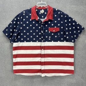 American Legacy Button up shirt Mens Size 3XL America‎ Flag red collared pocket